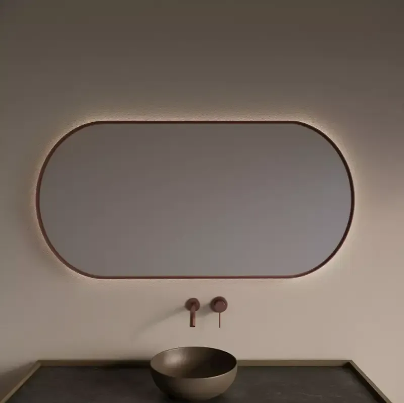 Populair Gliss Design Aura spiegel met LED-verlichting 100x70cm rosé koper