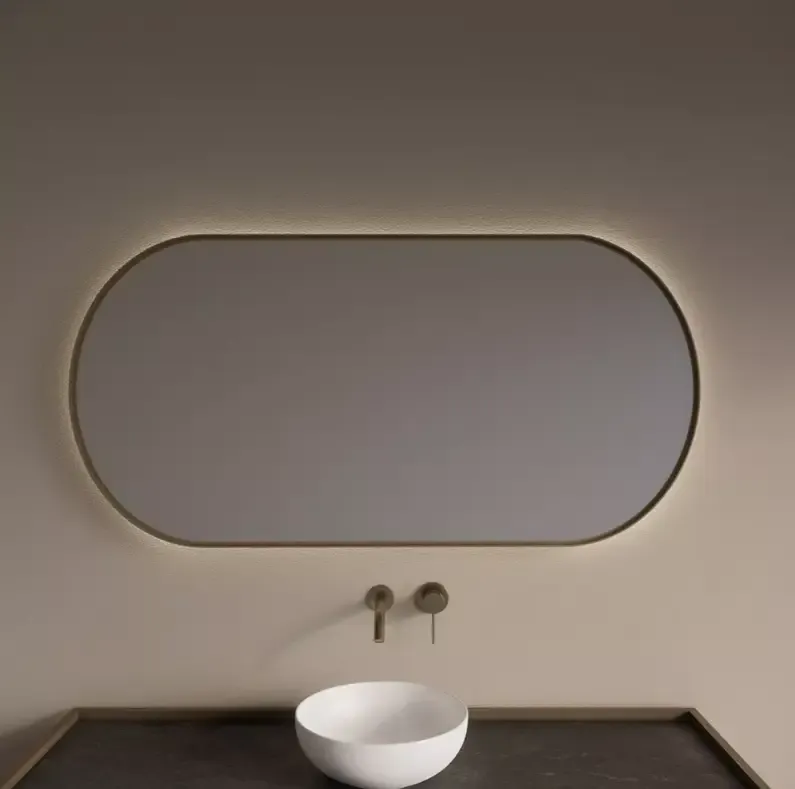 Gliss Design Aura spiegel met LED-verlichting 100x70cm mat goud Gratis Retour