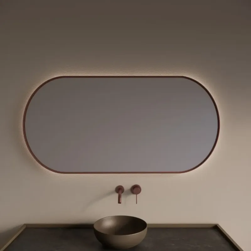 Gliss Design Aura spiegel met LED-verlichting 140x70cm rosé koper Laatste Kans