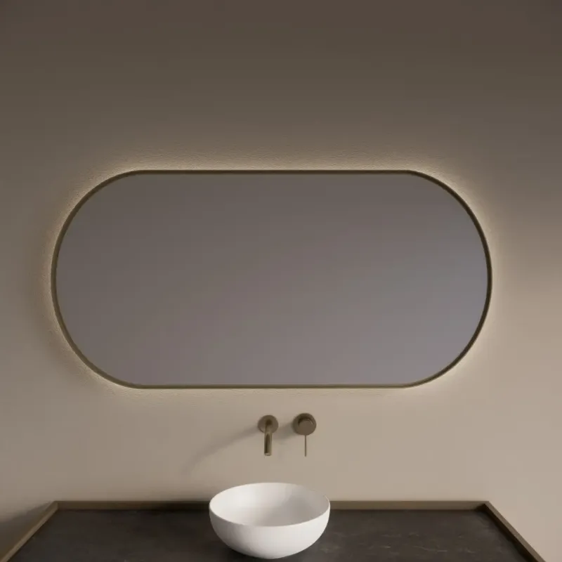 Gliss Design Aura spiegel met LED-verlichting 140x70cm mat goud Speciale Aanbieding