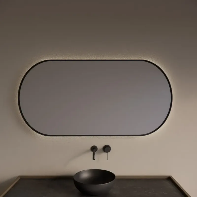 Gliss Design Aura spiegel met LED-verlichting 140x70cm mat zwart Shop Nu