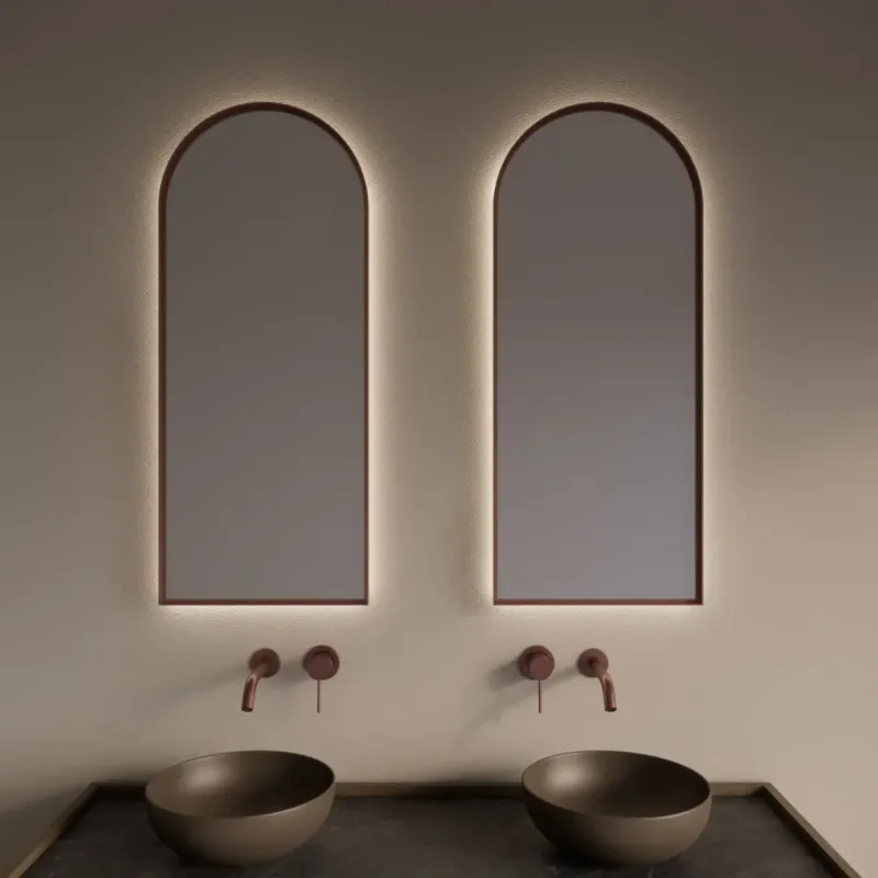 Gliss Design Delta spiegel met LED-verlichting 40x100cm rosé koper Beperkte Voorraad