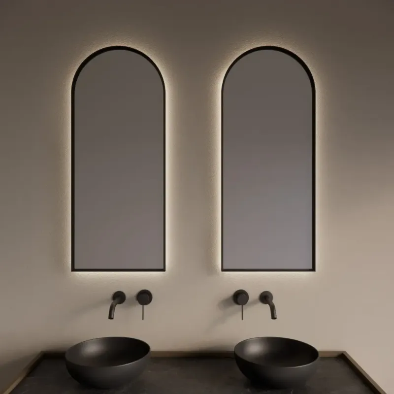 Tijdelijk Beschikbaar Gliss Design Delta spiegel met LED-verlichting 40x100cm mat zwart