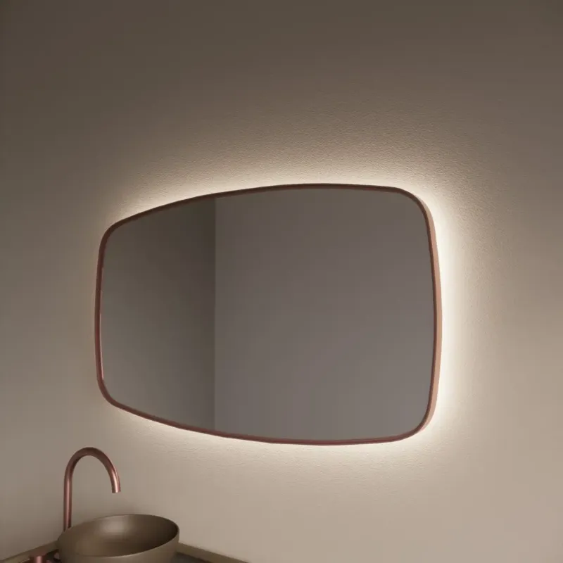 Gliss Design Epos spiegel met LED-verlichting 100x60cm horizontaal rosé koper Shop Nu