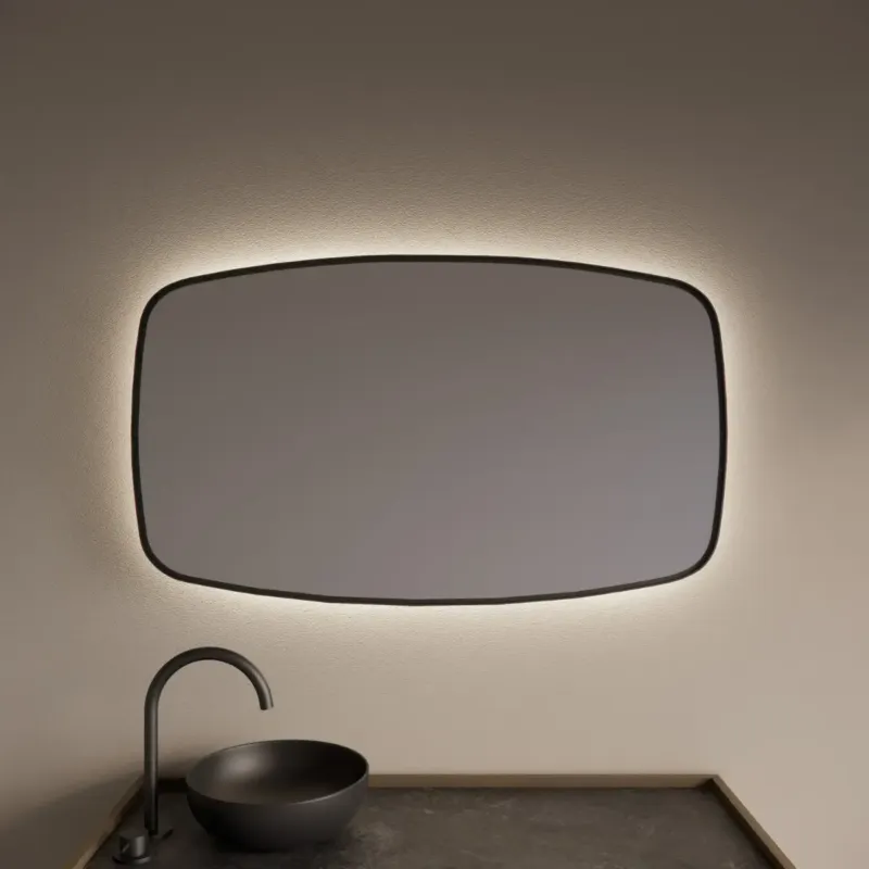 Weekendaanbieding Gliss Design Epos spiegel met LED-verlichting 100x60cm horizontaal mat zwart