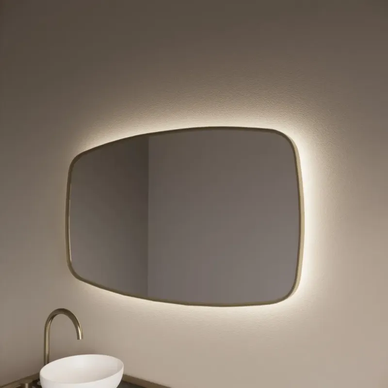 Gliss Design Epos spiegel met LED-verlichting 120x65cm horizontaal mat goud Favoriet