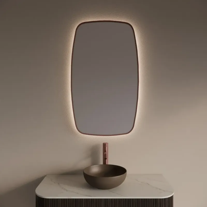 Exclusieve Aanbieding Gliss Design Epos spiegel met LED-verlichting 60x100cm verticaal rosé koper