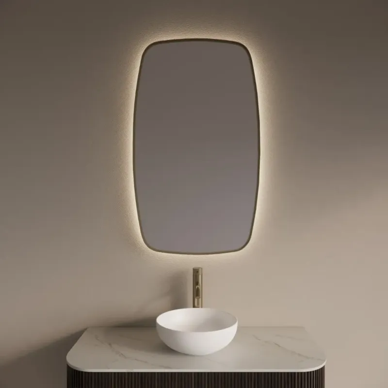 Veilige Betaling Gliss Design Epos spiegel met LED-verlichting 60x100cm verticaal mat goud