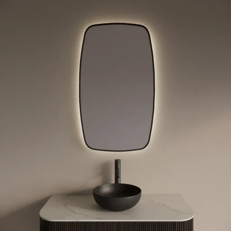 Gliss Design Epos spiegel met LED-verlichting 60x100cm verticaal mat zwart Flitsaanbieding