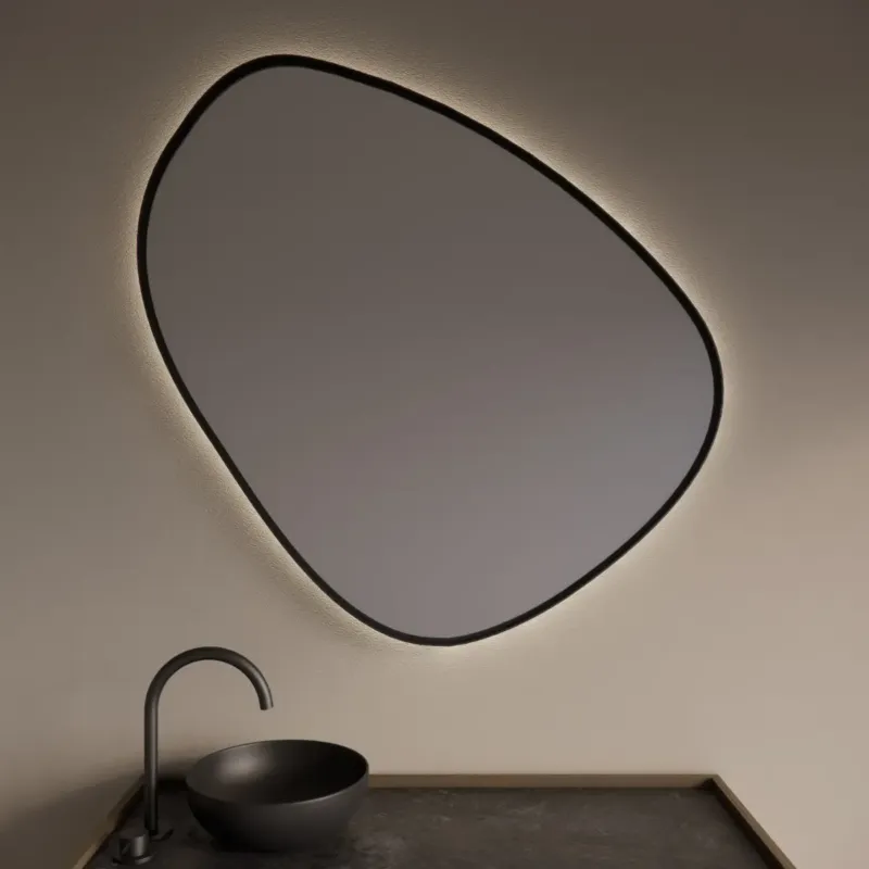 Gliss Design Fenix spiegel met LED-verlichting organisch 60cm mat zwart Betrouwbaar