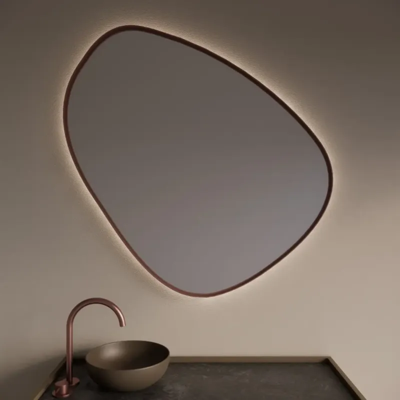 Dagaanbieding Gliss Design Fenix spiegel met LED-verlichting organisch 100cm rosé koper