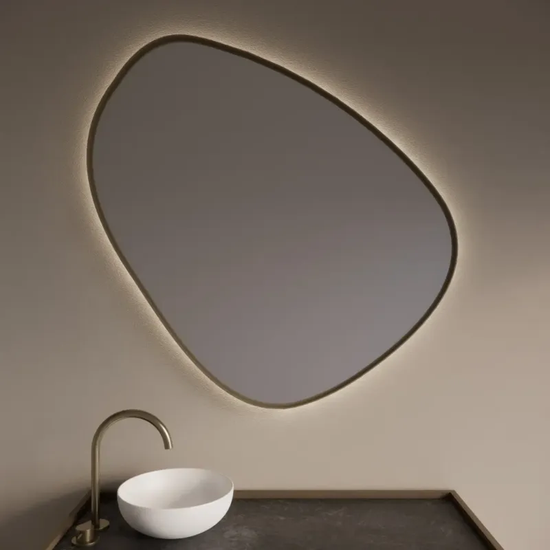 Gliss Design Fenix spiegel met LED-verlichting organisch 120cm mat goud Betrouwbaar