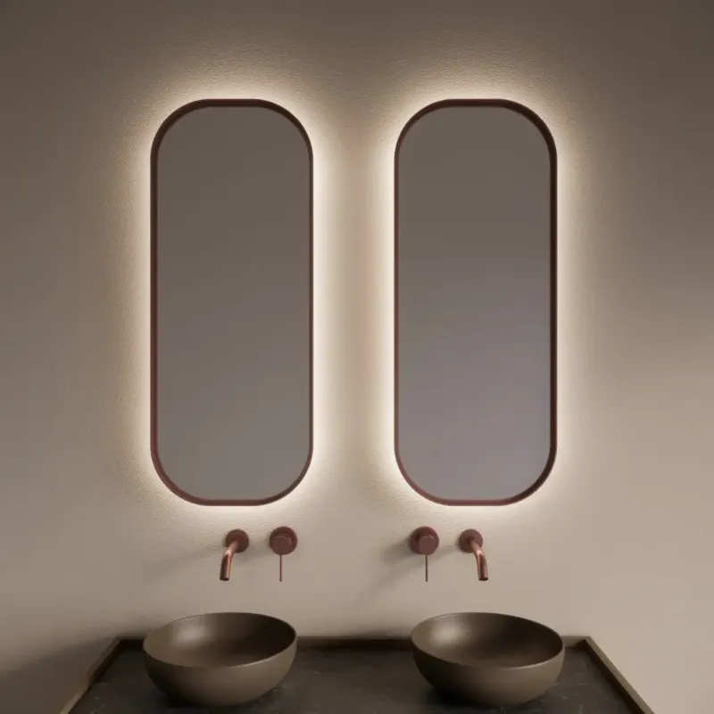 Gliss Design Plato spiegel met LED-verlichting 40x100cm rosé koper Direct Beschikbaar