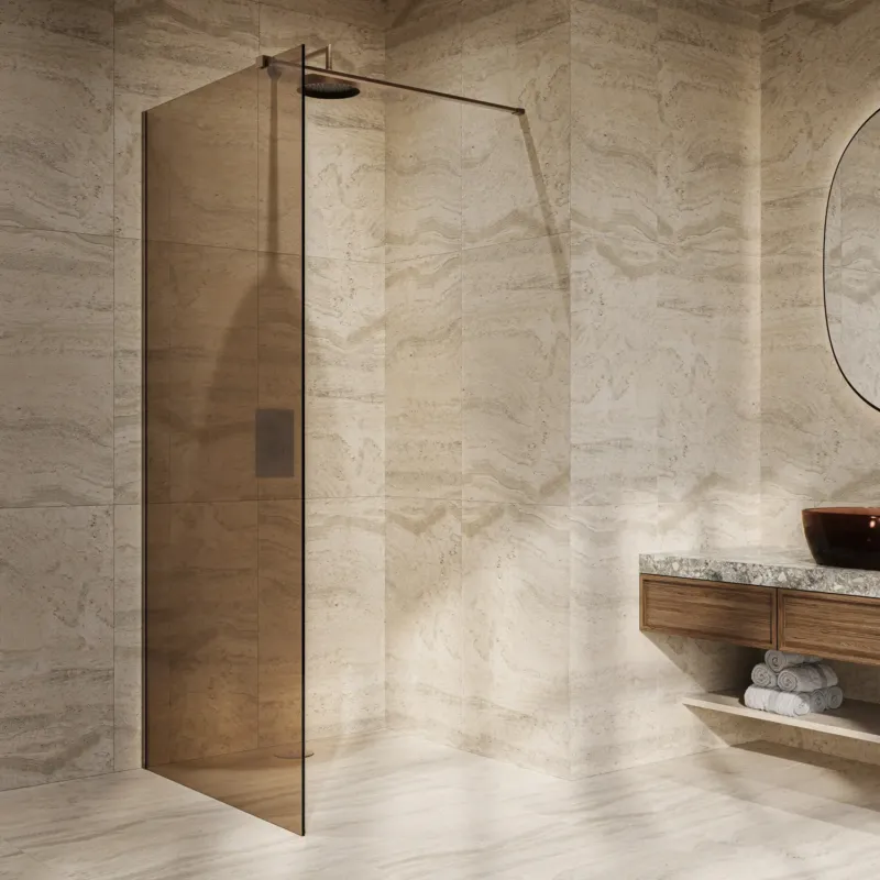 Beperkte Voorraad Saniclear Bronze inloopdouche brons glas 80x200cm verouderd messing