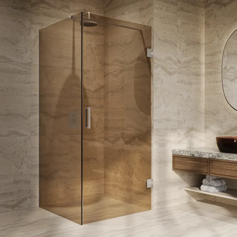 Saniclear Modern Exclusive brons glas douchecabine 80x70cm met 70cm deur anti-kalk RVS Actieprijs
