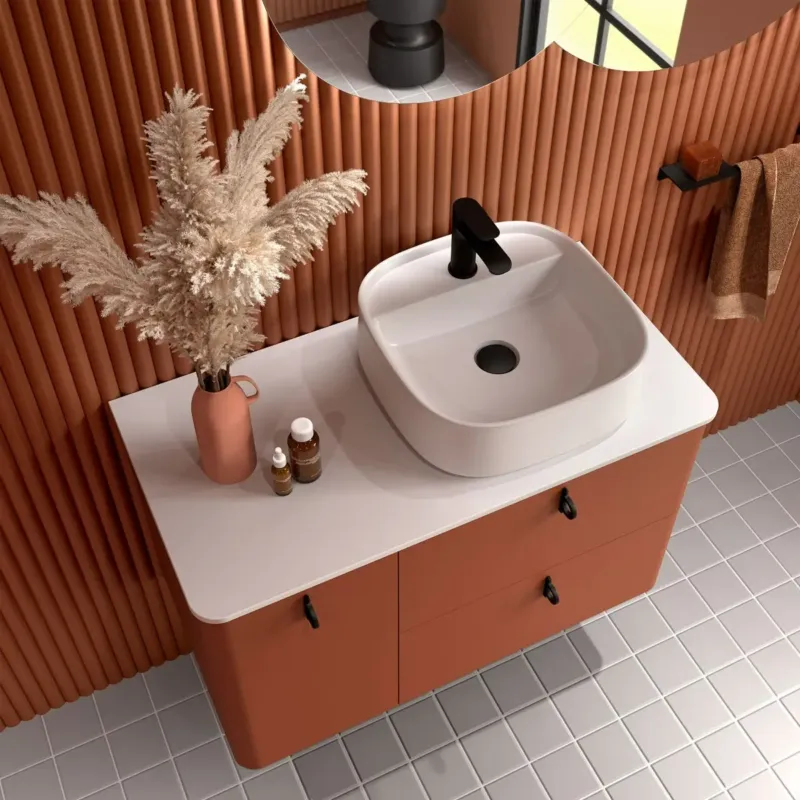 Hoge Kwaliteit Muebles Navé opbouw waskom 40cm wit mat met kraangat