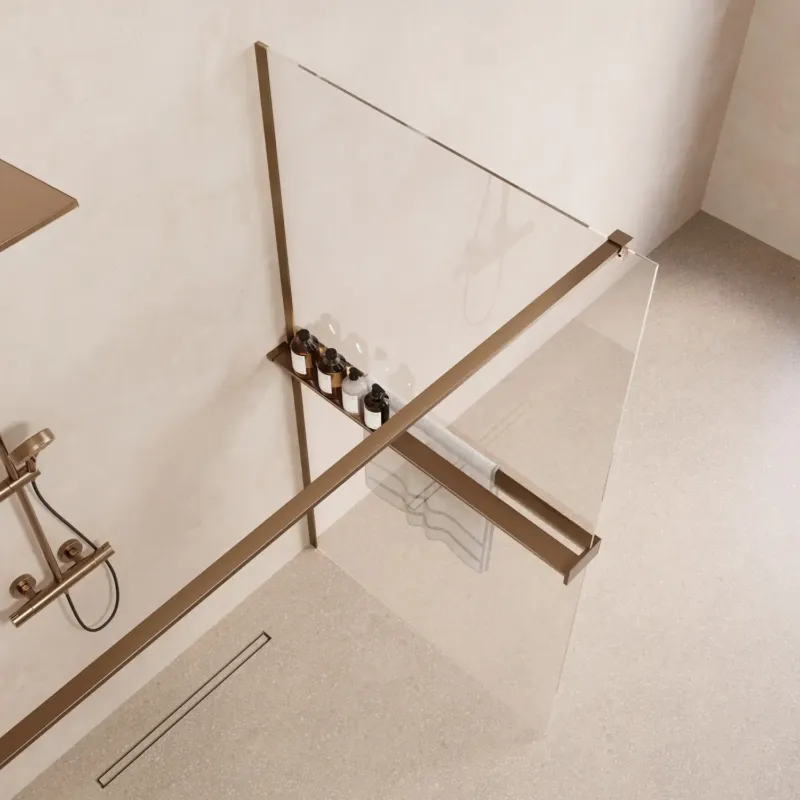 Saniclear Metric inloopdouche 100cm met handdoekhouder en helder glas verouderd messing Meest Verkocht