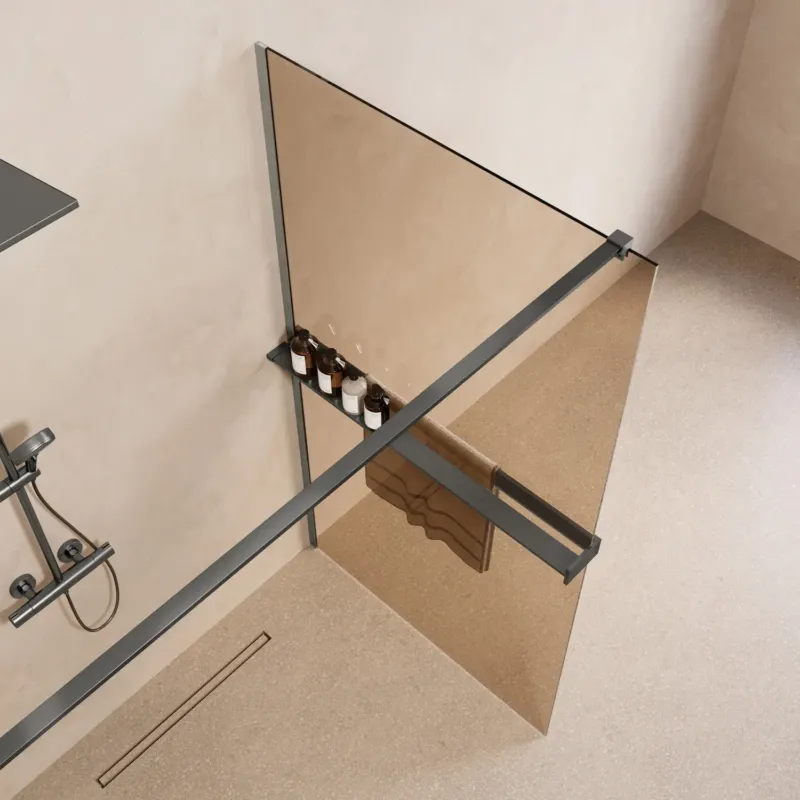 Bestseller Saniclear Metric inloopdouche 120cm met handdoekhouder en bronsglas verouderd ijzer - gunmetal