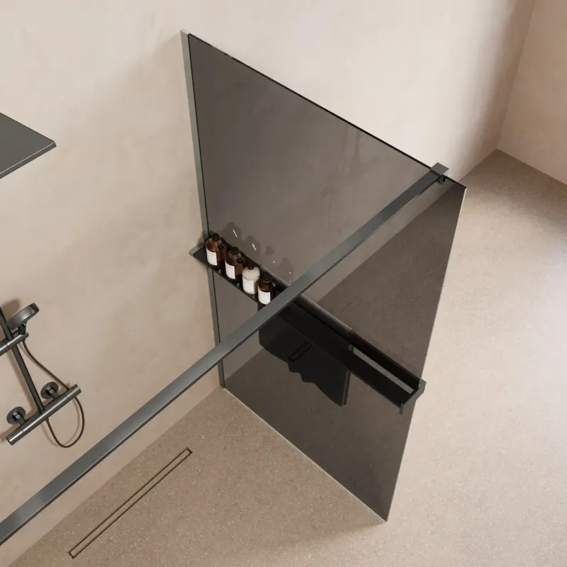Saniclear Metric inloopdouche 80cm met handdoekhouder en rookglas verouderd ijzer - gunmetal Betaalbaar