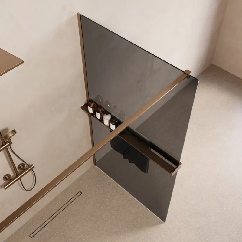 Gratis Retour Saniclear Metric inloopdouche 110cm met handdoekhouder en rookglas verouderd messing