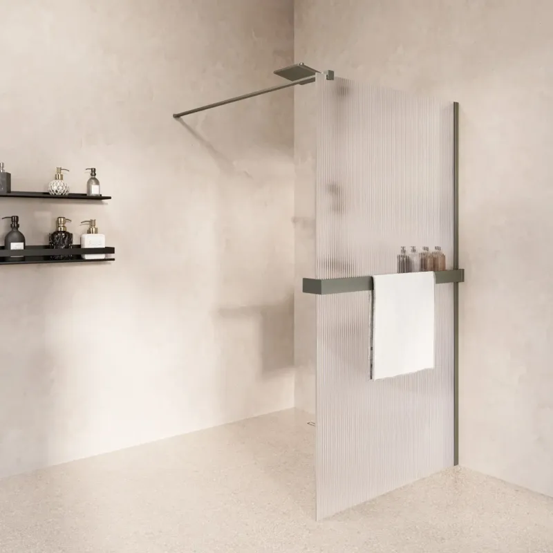 Bestseller Saniclear Metric inloopdouche 80cm met handdoekhouder en ribbelglas RVS