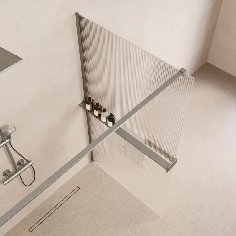 Saniclear Metric inloopdouche 120cm met handdoekhouder en ribbelglas RVS Betrouwbaar