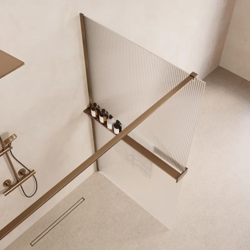 Shop Nu Saniclear Metric inloopdouche 120cm met handdoekhouder en ribbelglas verouderd messing