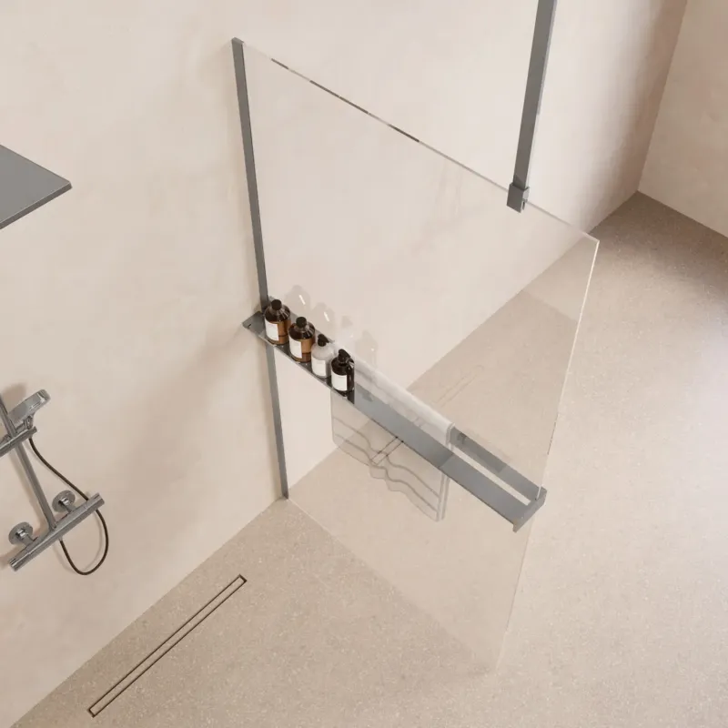 Seizoensaanbieding Saniclear Bright inloopdouche 100cm met handdoekhouder en helder glas chroom