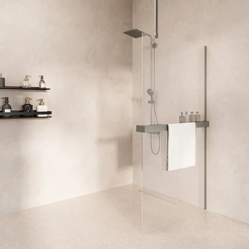 Saniclear Bright inloopdouche 100cm met handdoekhouder en helder glas RVS Merkproduct
