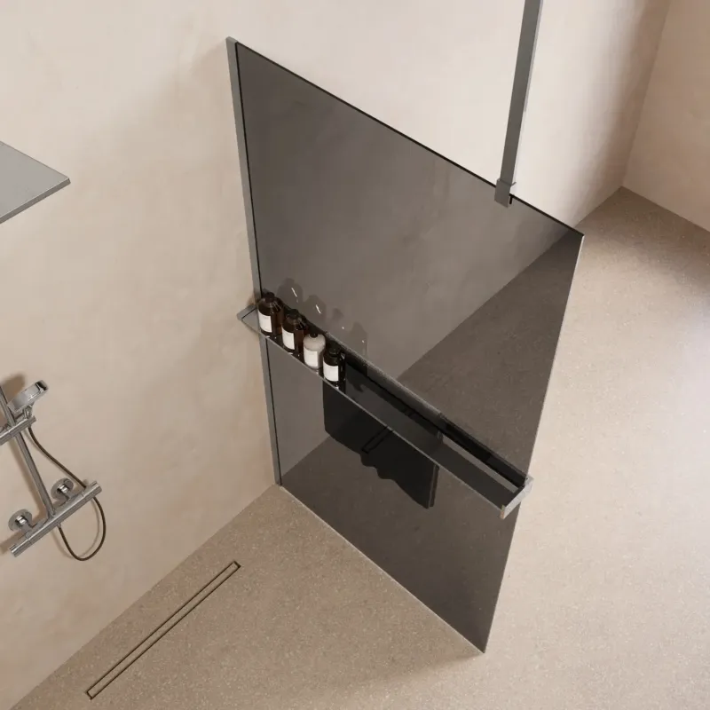Saniclear Bright inloopdouche 90cm met handdoekhouder en rookglas chroom Gratis Retour