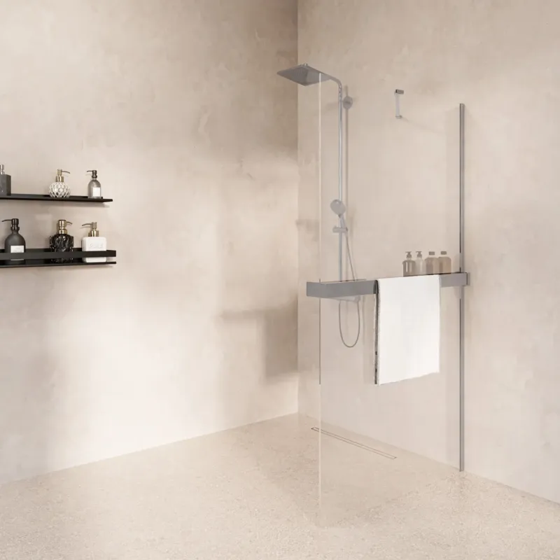 Bestseller Saniclear Oblique inloopdouche 80cm met handdoekhouder en helder glas chroom