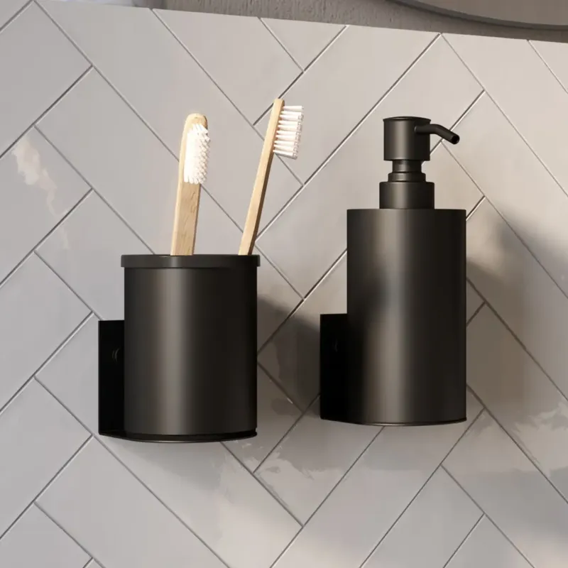 Op = Op Brauer Black Edition zeepdispenser en beker zwart mat