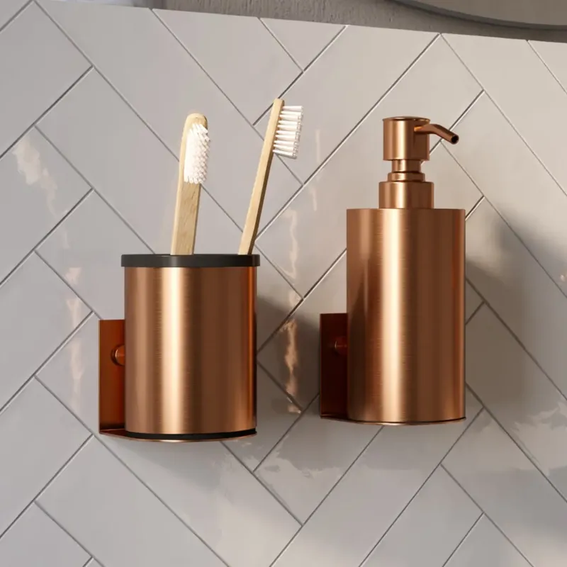 Snelle Levering Brauer Copper Edition zeepdispenser en beker geborsteld koper