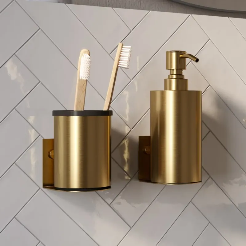 Nieuw Brauer Gold Edition zeepdispenser en beker geborsteld goud