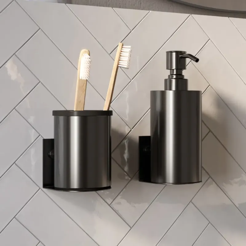 Direct Verzonden Brauer Gunmetal Edition zeepdispenser en beker geborsteld gunmetal