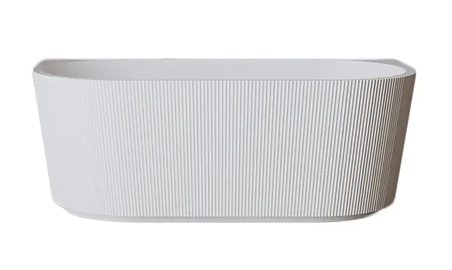 Mueller Almar half vrijstaand ligbad ribbel 170x80cm glans wit midden Speciale Aanbieding