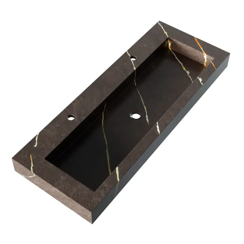 Koop Vandaag Brauer Coral wastafel marmerlook 120cm met 2 kraangaten copper brown