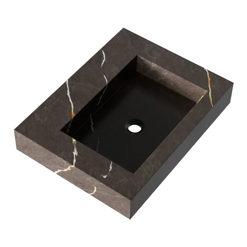 Hoge Kwaliteit Brauer Coral wastafel marmerlook 60cm zonder kraangat copper brown