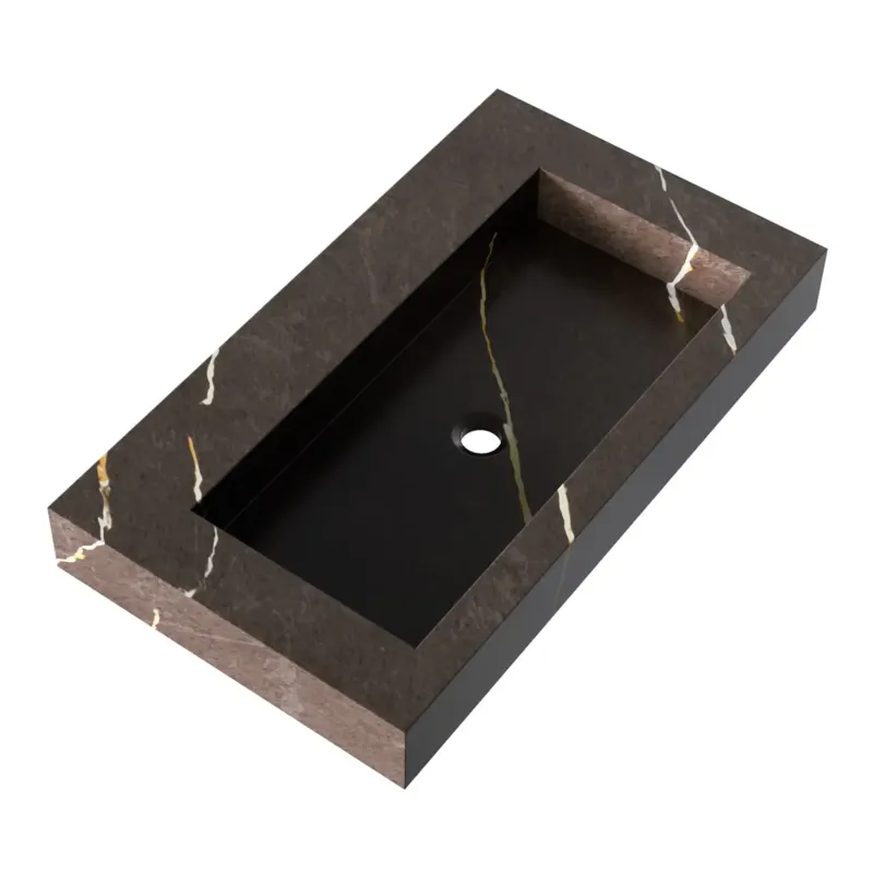 Uitverkoop Brauer Coral wastafel marmerlook 80cm zonder kraangat copper brown