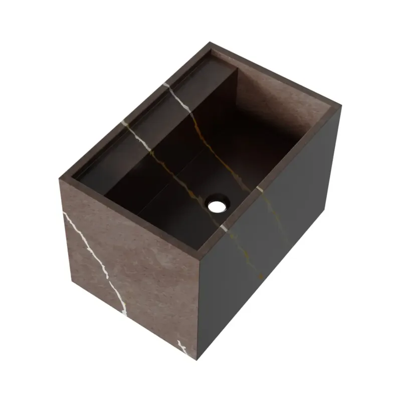 Nu Kopen Brauer Nova vrijhangende wastafel marmerlook 60cm zonder kraangat copper brown