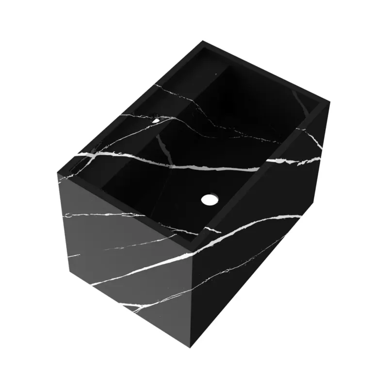 Brauer Nova vrijhangende wastafel marmerlook 60cm met kraangat nero marquina Must-Have