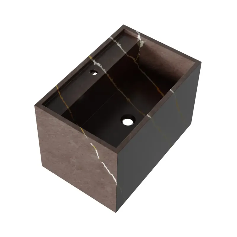 Brauer Nova vrijhangende wastafel marmerlook 60cm met kraangat copper brown Meest Verkocht