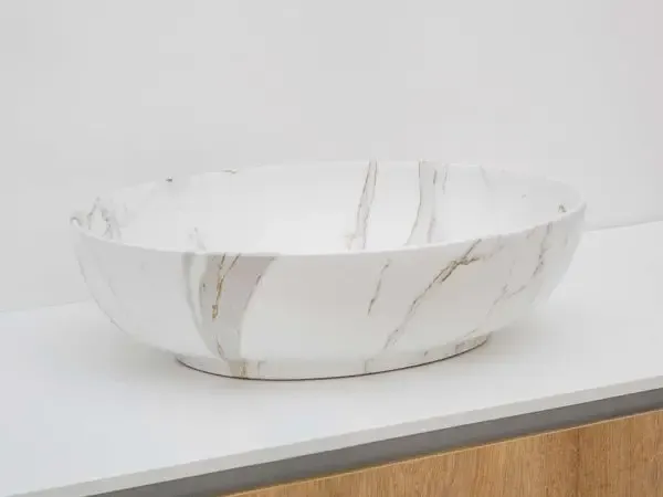 Betrouwbaar Riho Livit waskom ovaal 52x40cm wit marmer