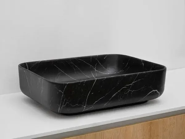Korting Riho Livit waskom rechthoekig 50x39cm zwart marmer
