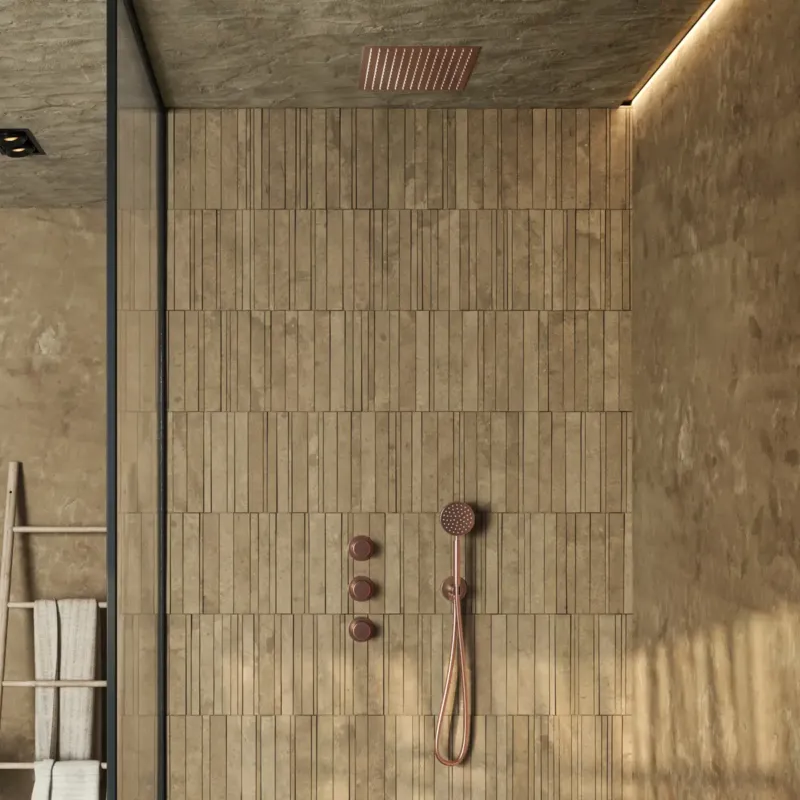 Rechtstreeks Van De Fabrikant Saniclear Plus inbouw regendouche met inbouw douchekop 30x30cm geborsteld koper