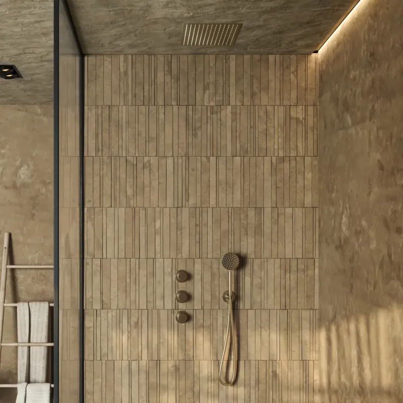 Koop Vandaag Saniclear Plus inbouw regendouche met inbouw douchekop 30x30cm geborsteld messing - mat goud