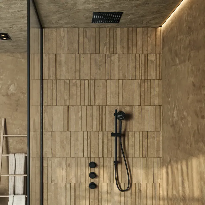 Saniclear Plus inbouw regendouche met inbouw douchekop 30x30cm en glijstang zwart mat Favoriet