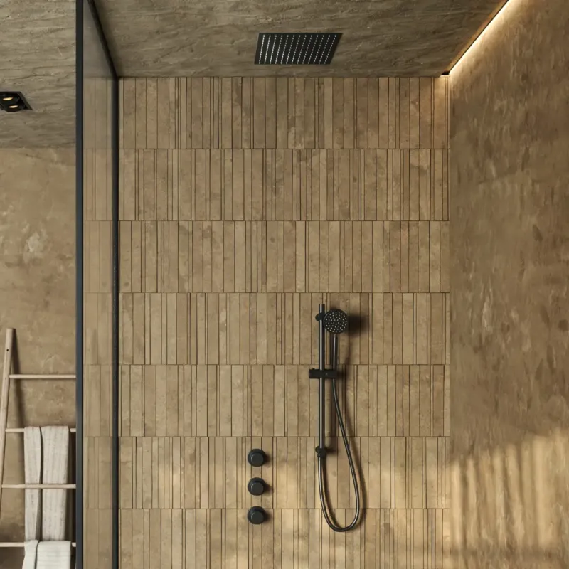 Voordeelprijs Saniclear Plus inbouw regendouche met inbouw douchekop 30x30cm en glijstang verouderd ijzer - gunmetal
