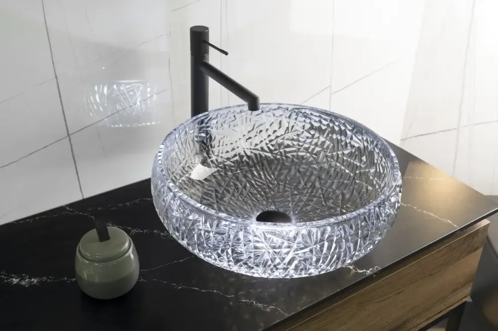 Weekendaanbieding Sapho Gaviota glazen waskom 42x42cm zwart