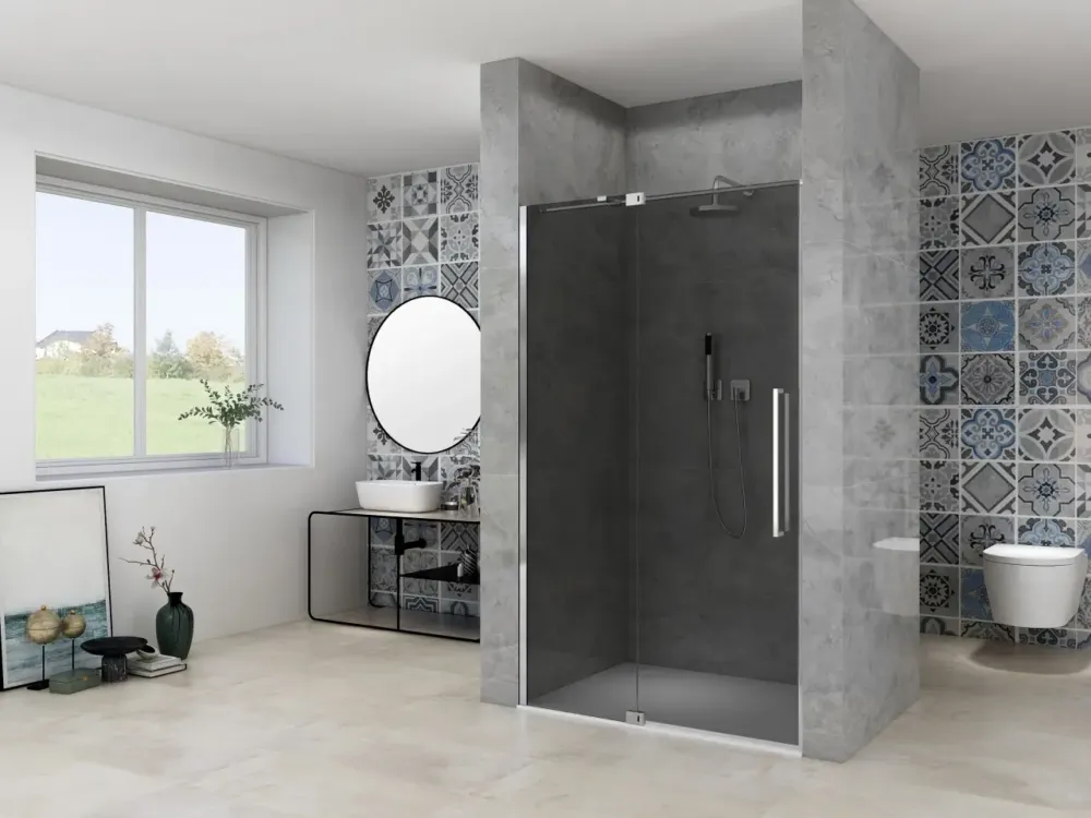 Van Rijn ST08 douchedeur met rookglas 85-95cm chroom Finale Uitverkoop